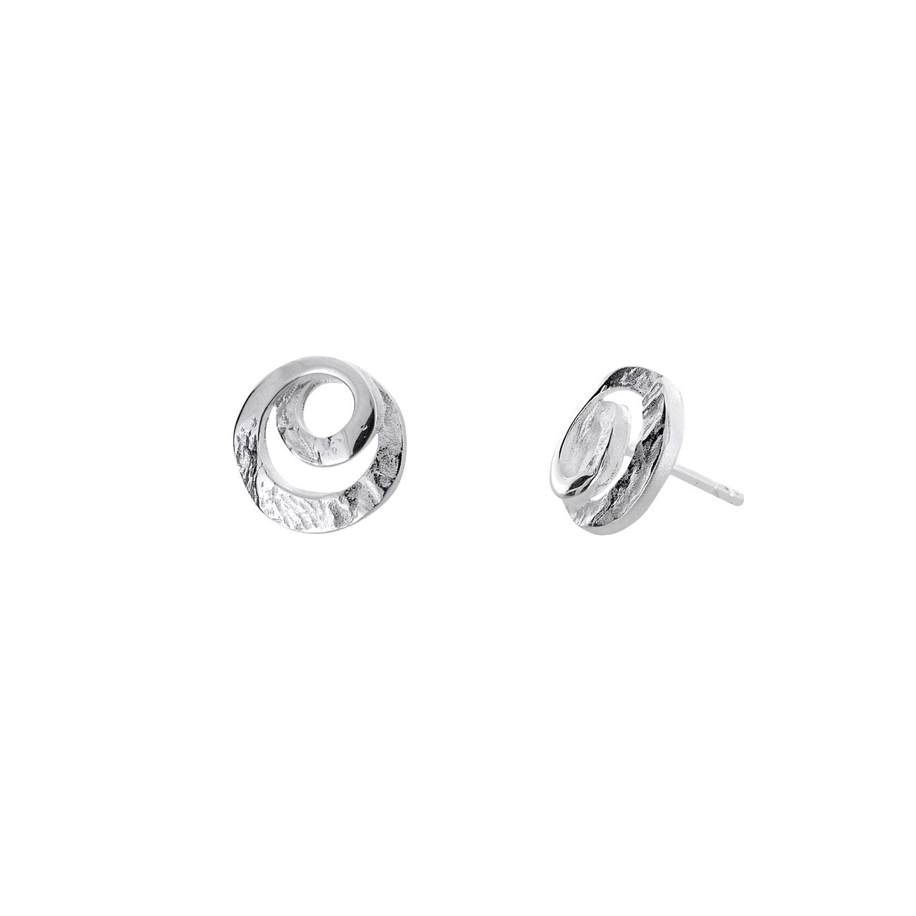 Textured Double Circles Stud Earrings