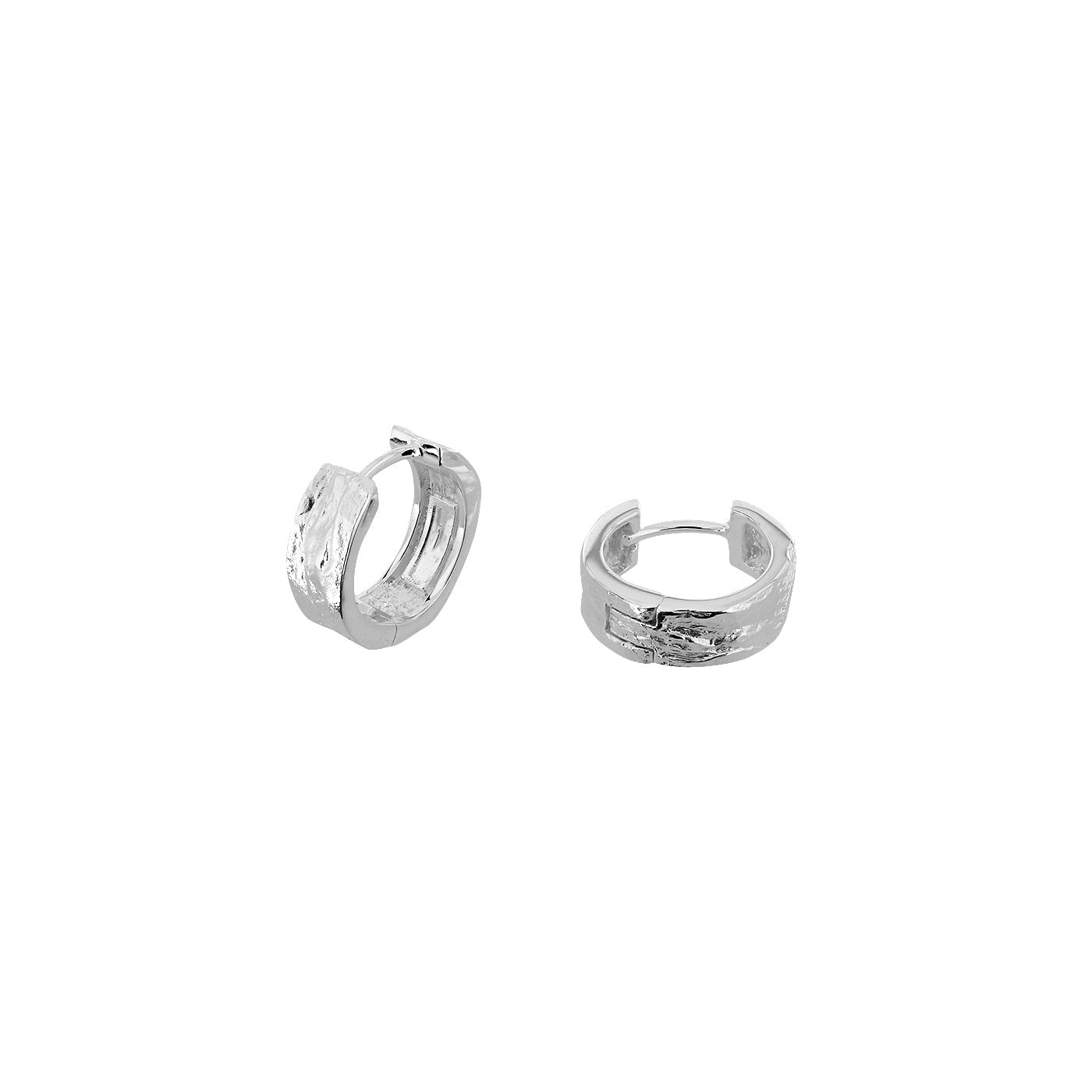 Textured Silver Hinged Hoops