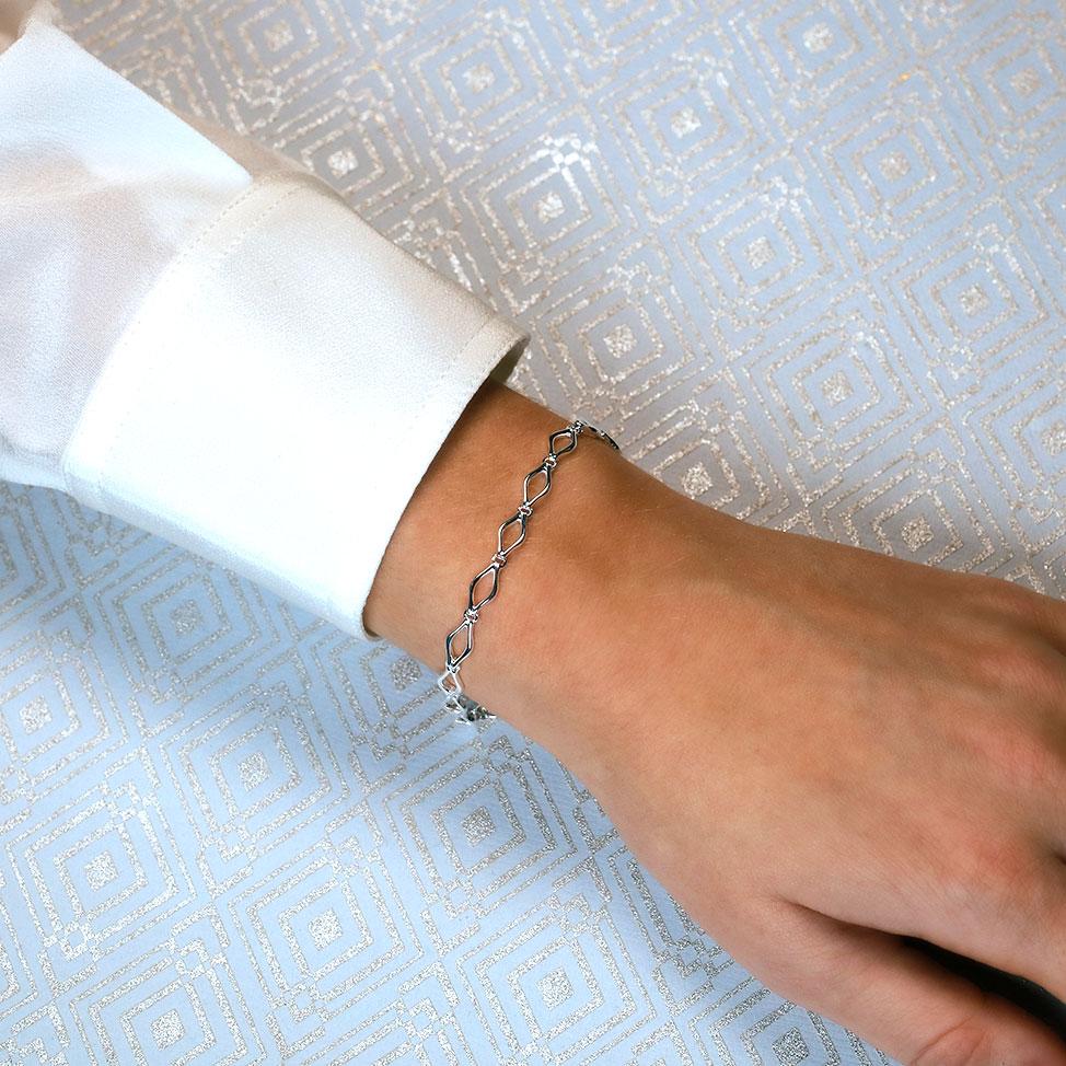 Silver Open Diamond Links Bracelet
