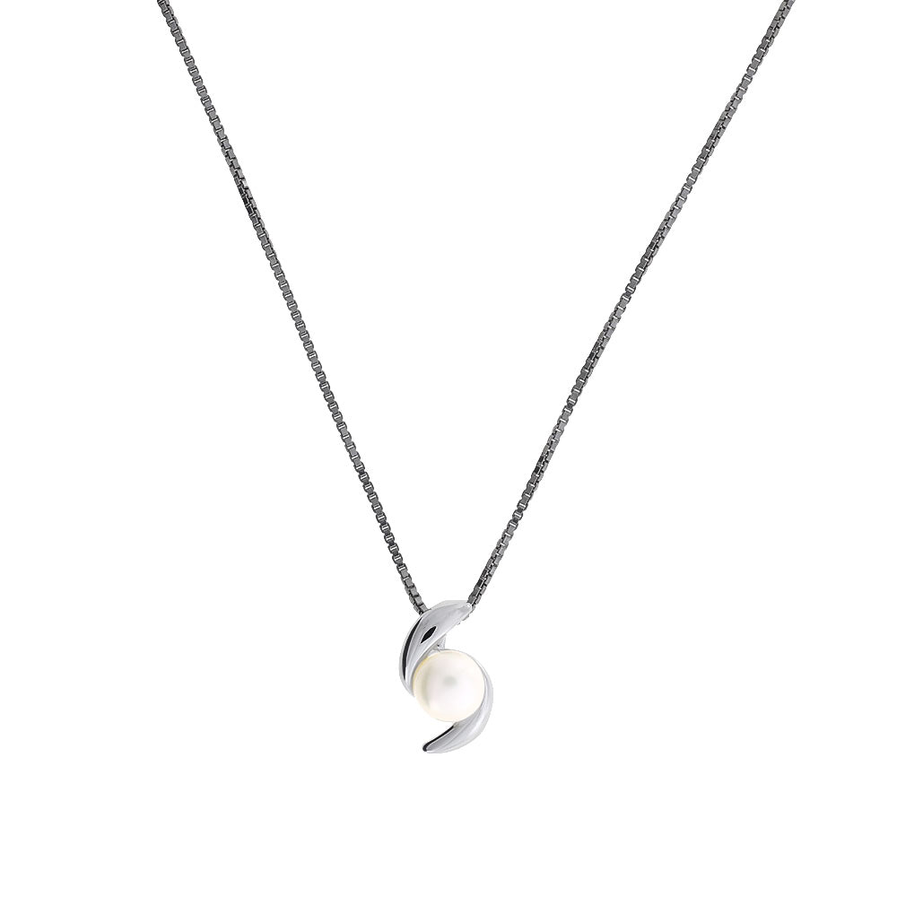 Silver & Freshwater Pearl Curves Pendant