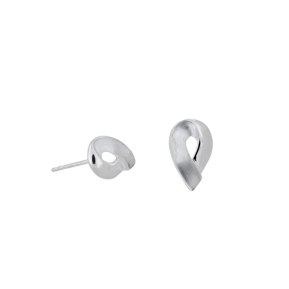 Silver Twisting Ribbon Stud Earrings