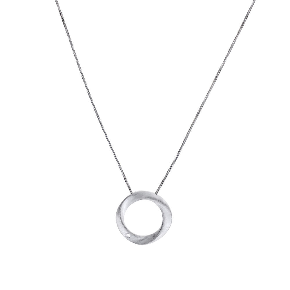 Silver & Diamond Twisting Circle Pendant