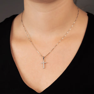 Simple Silver Pavé Cross Pendant