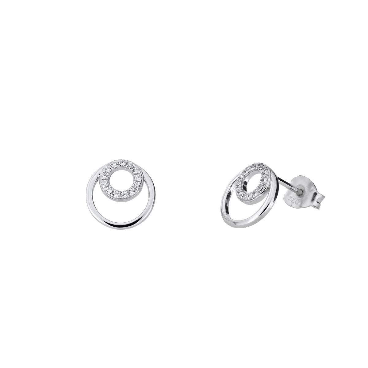 Silver Double Circle Studs
