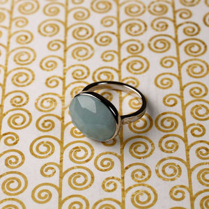 Silver & Aqua Chalcedony Ring
