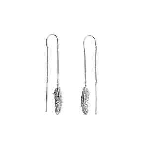Silver Feather Threader Earrings