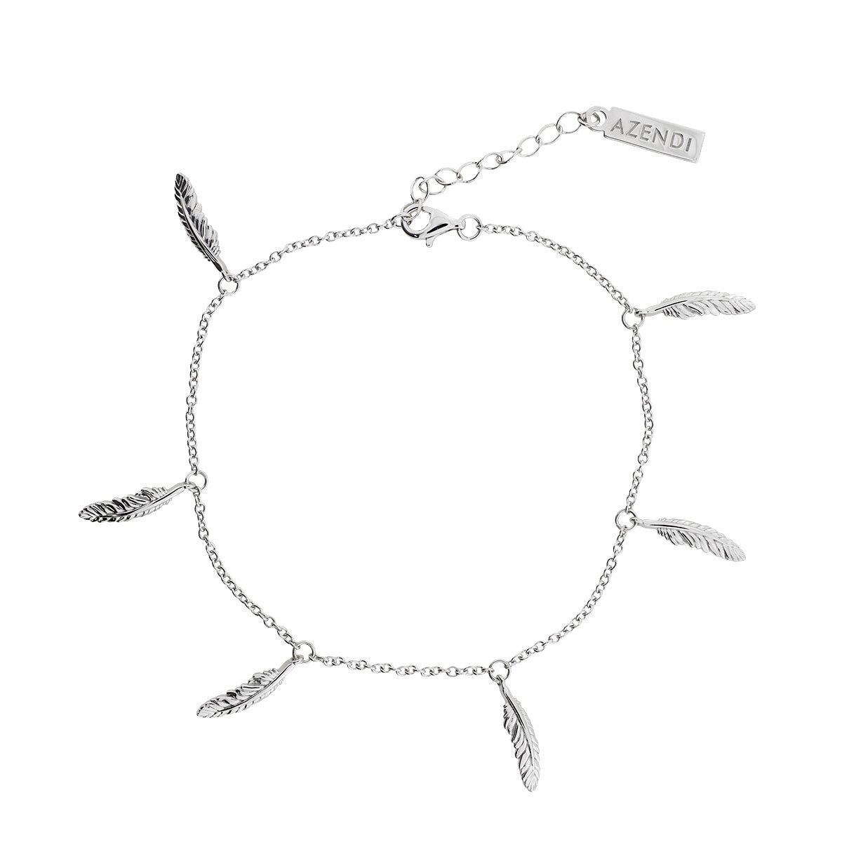Silver Six Feathers Bracelet