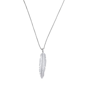 Silver Satin Feather Pendant