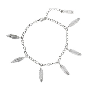 Silver Frosted Feathers Bracelet