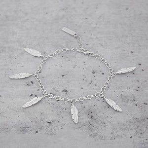 Silver Frosted Feathers Bracelet