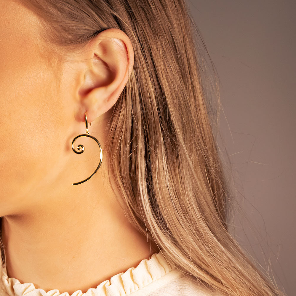 Spiral Drop Earrings in Yellow Gold Vermeil