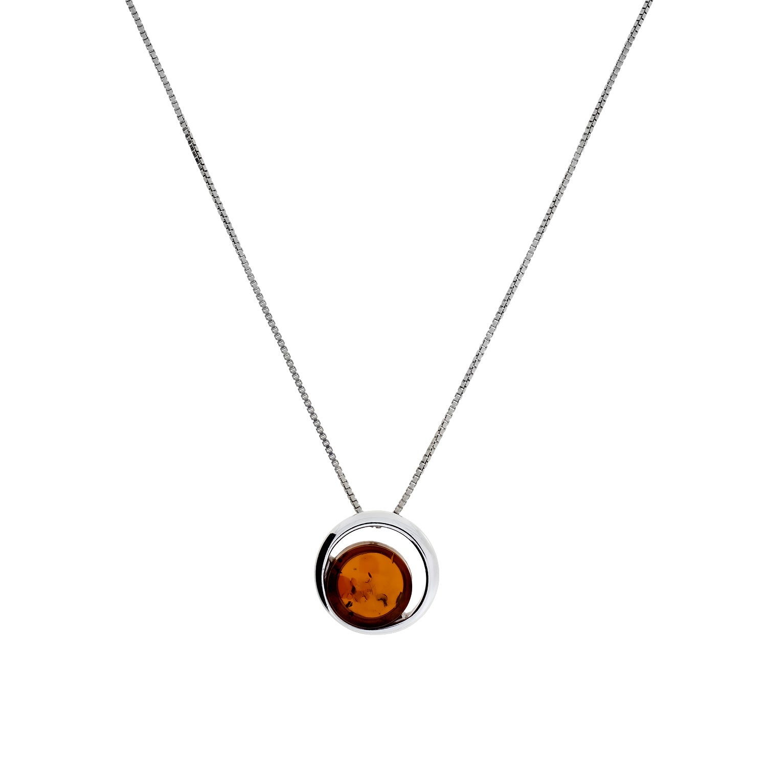 Silver & Amber Circle Pendant