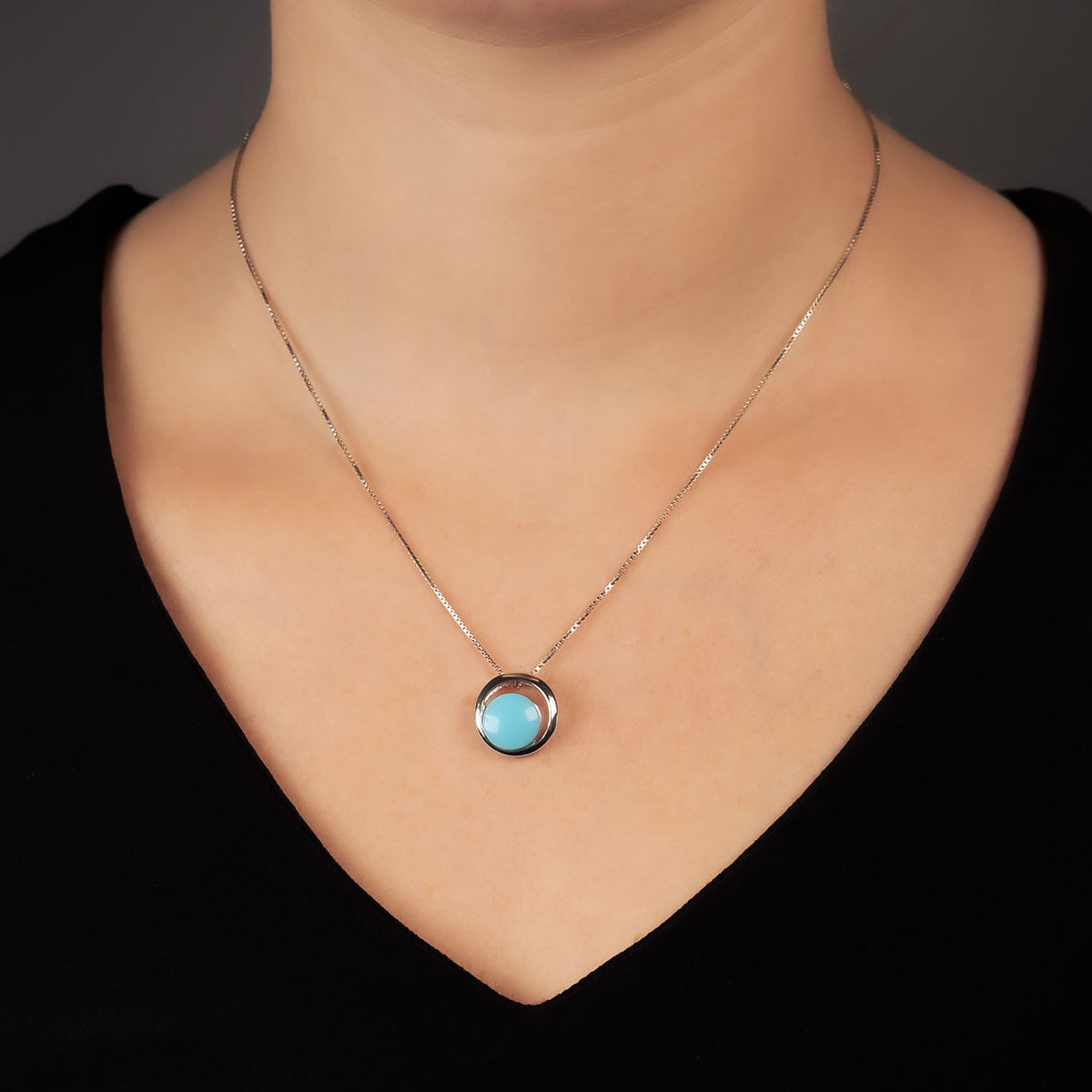 Sterling Silver & Turquoise Circle Pendant