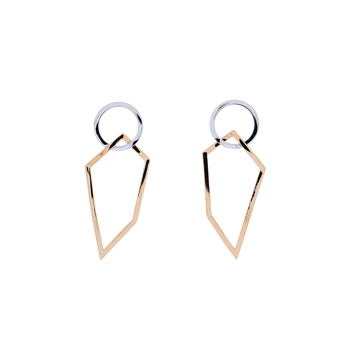 Pinnacle Interlocking Shapes Earrings in Rose Gold Vermeil &amp; Silver