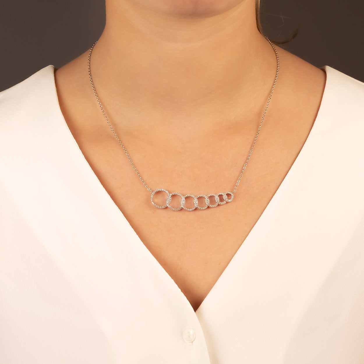 Pavé Seven Interlocking Circles Necklace