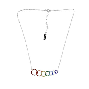 Rainbow Pavé Interlocking Seven Circles Necklace