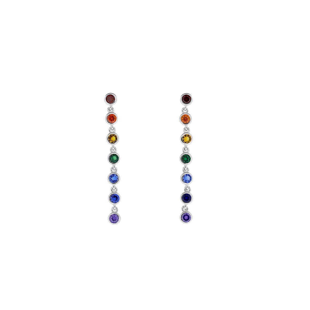 Seven Stones Rainbow Sparkling Drop Earrings
