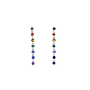 Seven Stones Rainbow Sparkling Drop Earrings