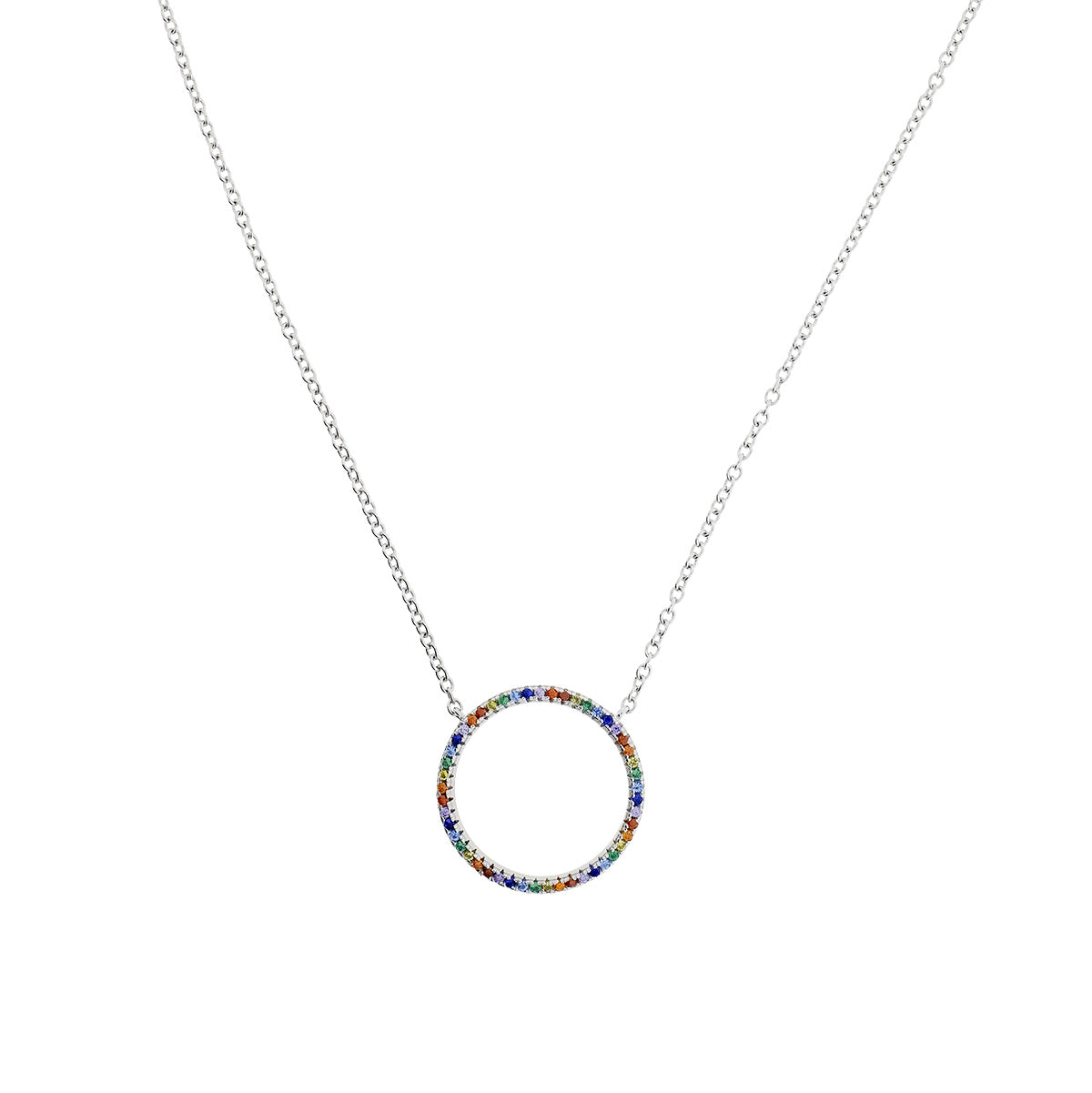 Pavé Rainbow Open Circle Necklace
