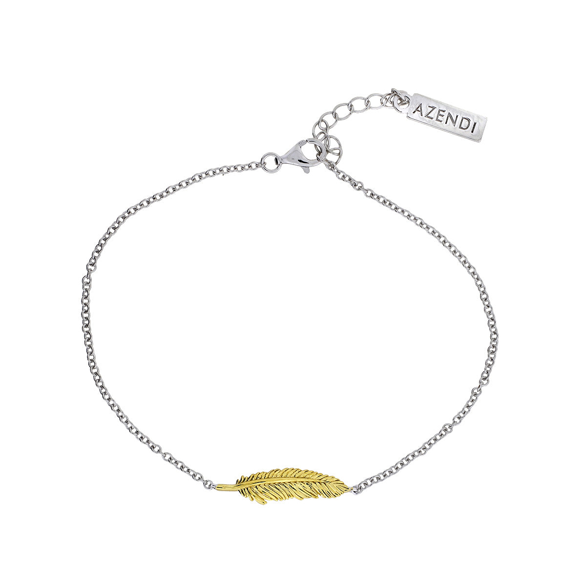 Silver &amp; Yellow Gold Vermeil Feather Bracelet