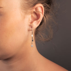 Silver Pavé Triple Star Threader Earrings