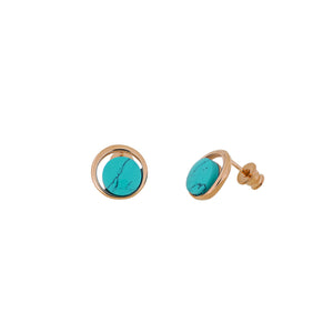 Rose Gold Vermeil & Turquoise Circle Stud Earrings