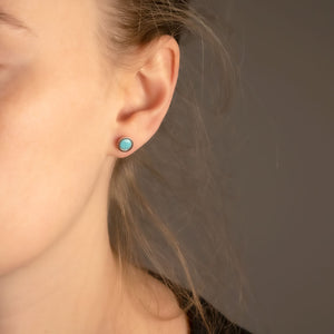 Rose Gold Vermeil & Turquoise Small Button Studs; 6mm