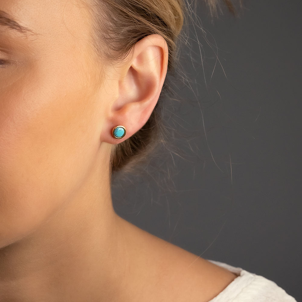 Sm Turquoise Rectangle Post Earring | Joe Wilcox Indian Den