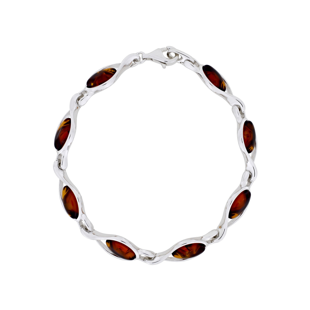 Silver Amber Twists Links Bracelet