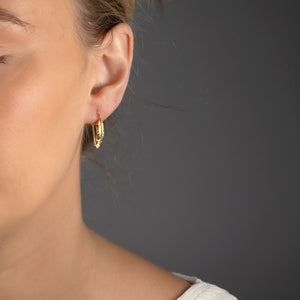 Yellow Gold Vermeil Curving Single Feather Drop Earrings