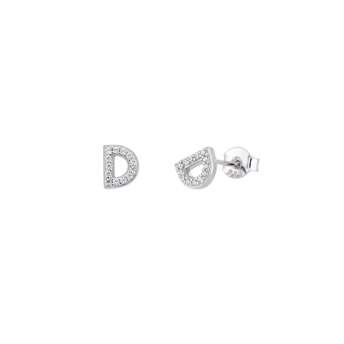 Mini Letter Stud Earrings with Pavé