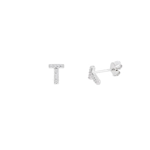 Mini Letter Stud Earrings with Pavé