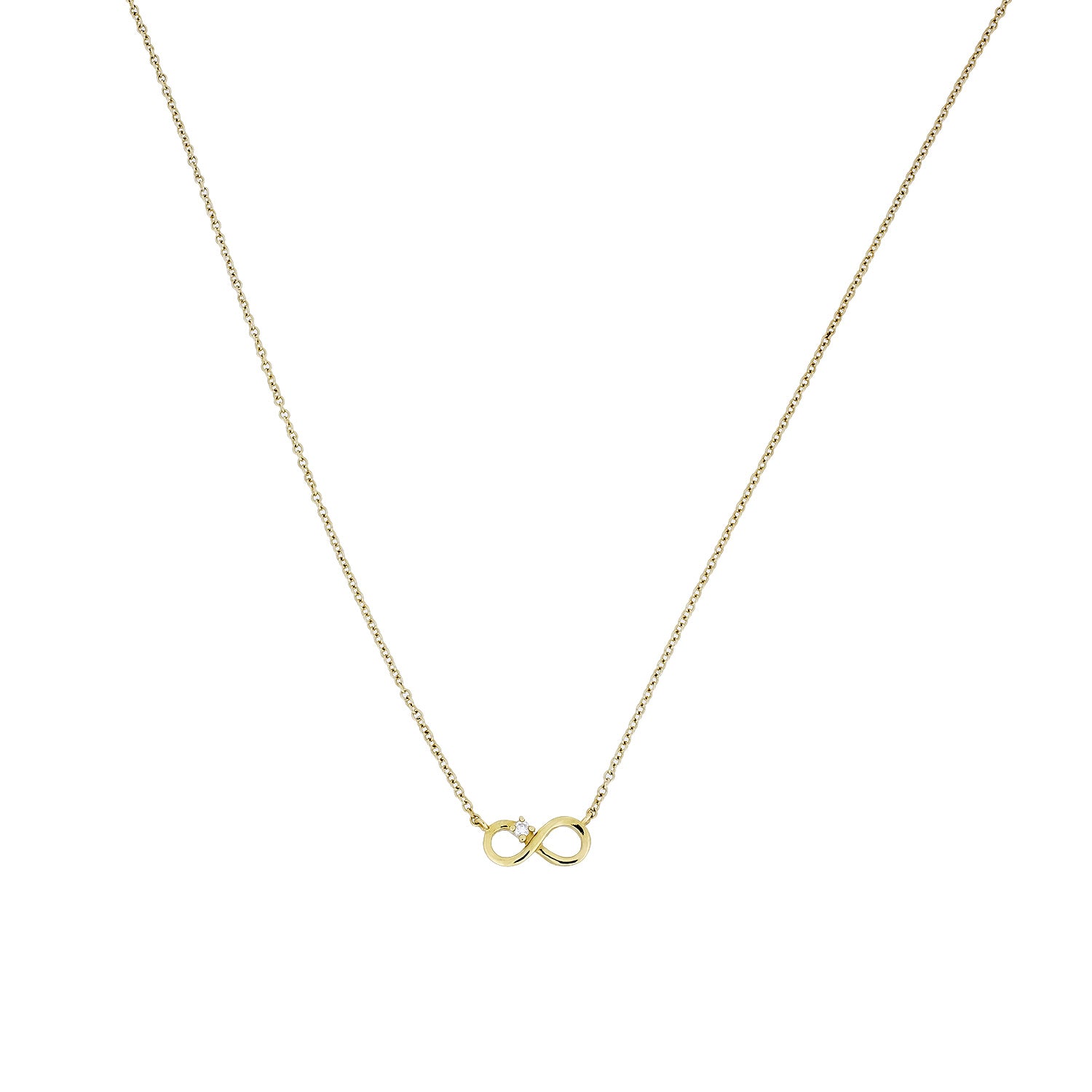 9 Carat Yellow Gold and Diamond Infinity Necklace