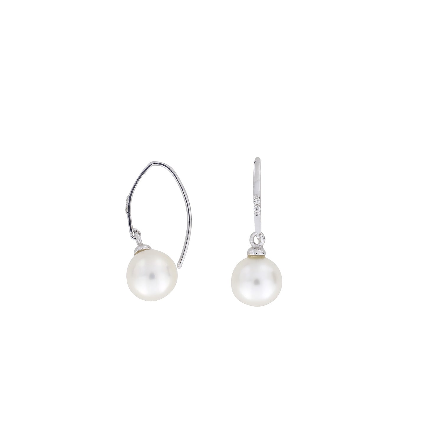 9 Carat White Gold, Pearl and Diamond Drops