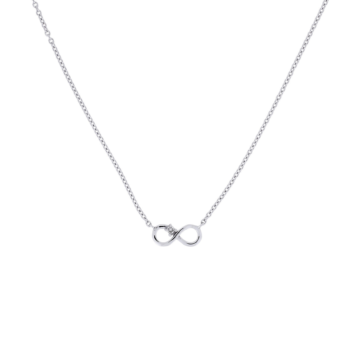 9 Carat White Gold and Diamond Infinity Necklace