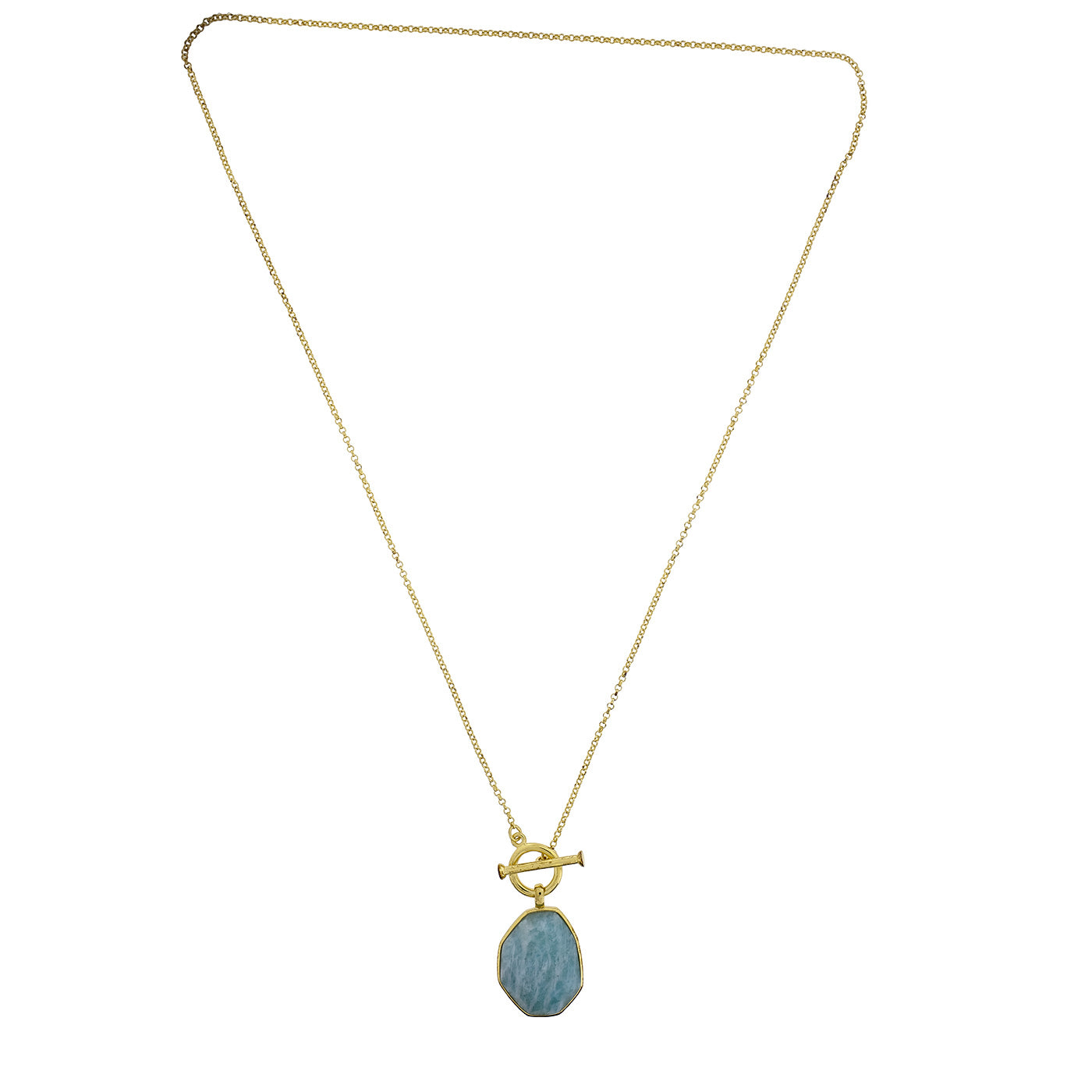 Amazonite & Yellow Gold Vermeil T-Bar Necklace
