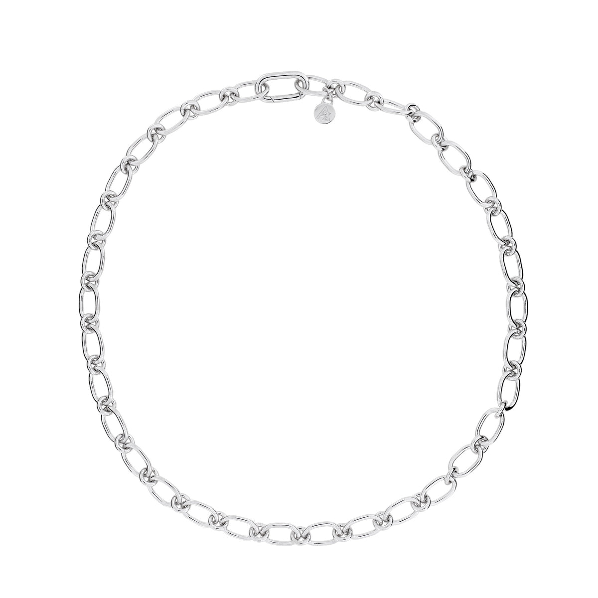 Silver Oval &amp; Circle Links Necklace