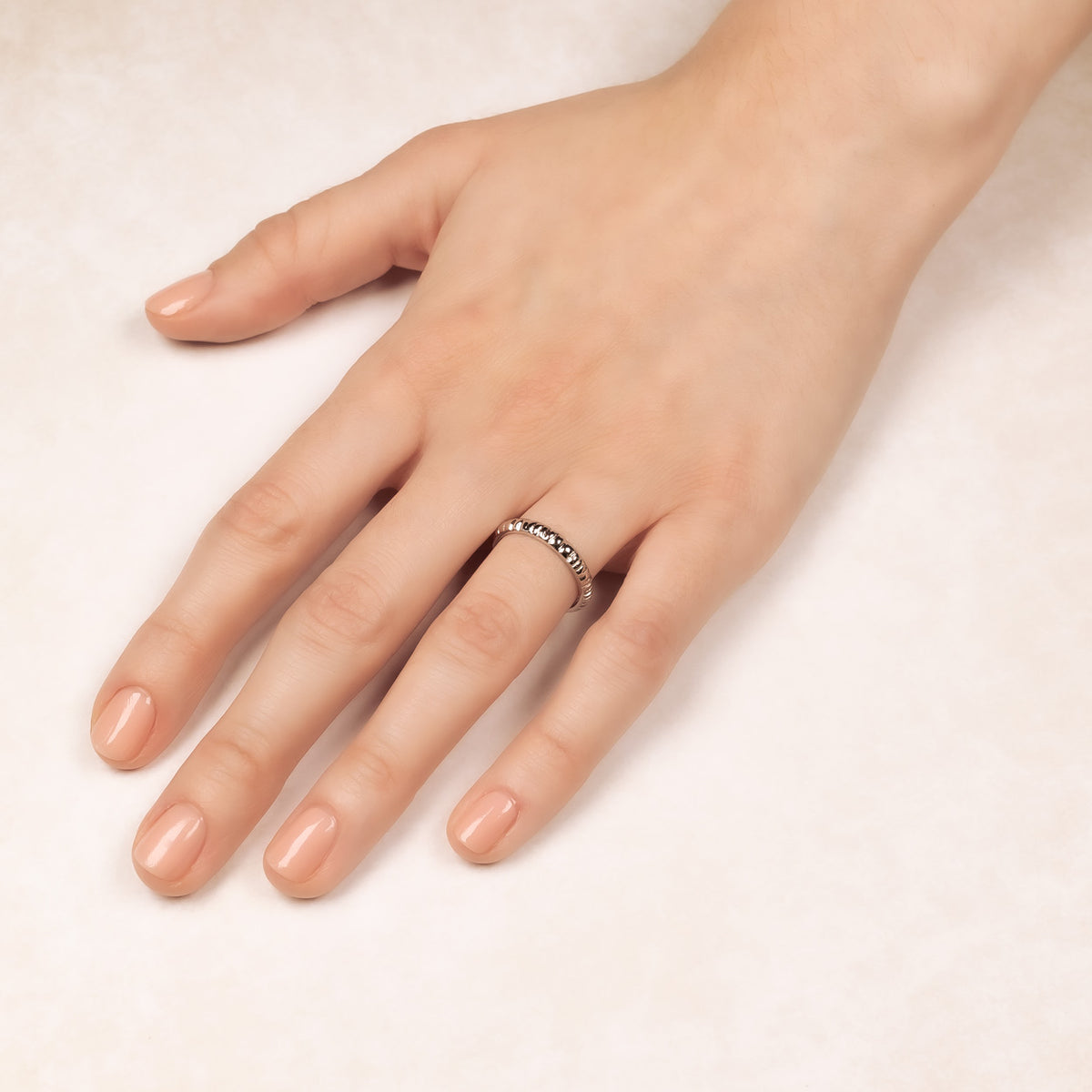 Sterling Silver Grooved Elements Ring