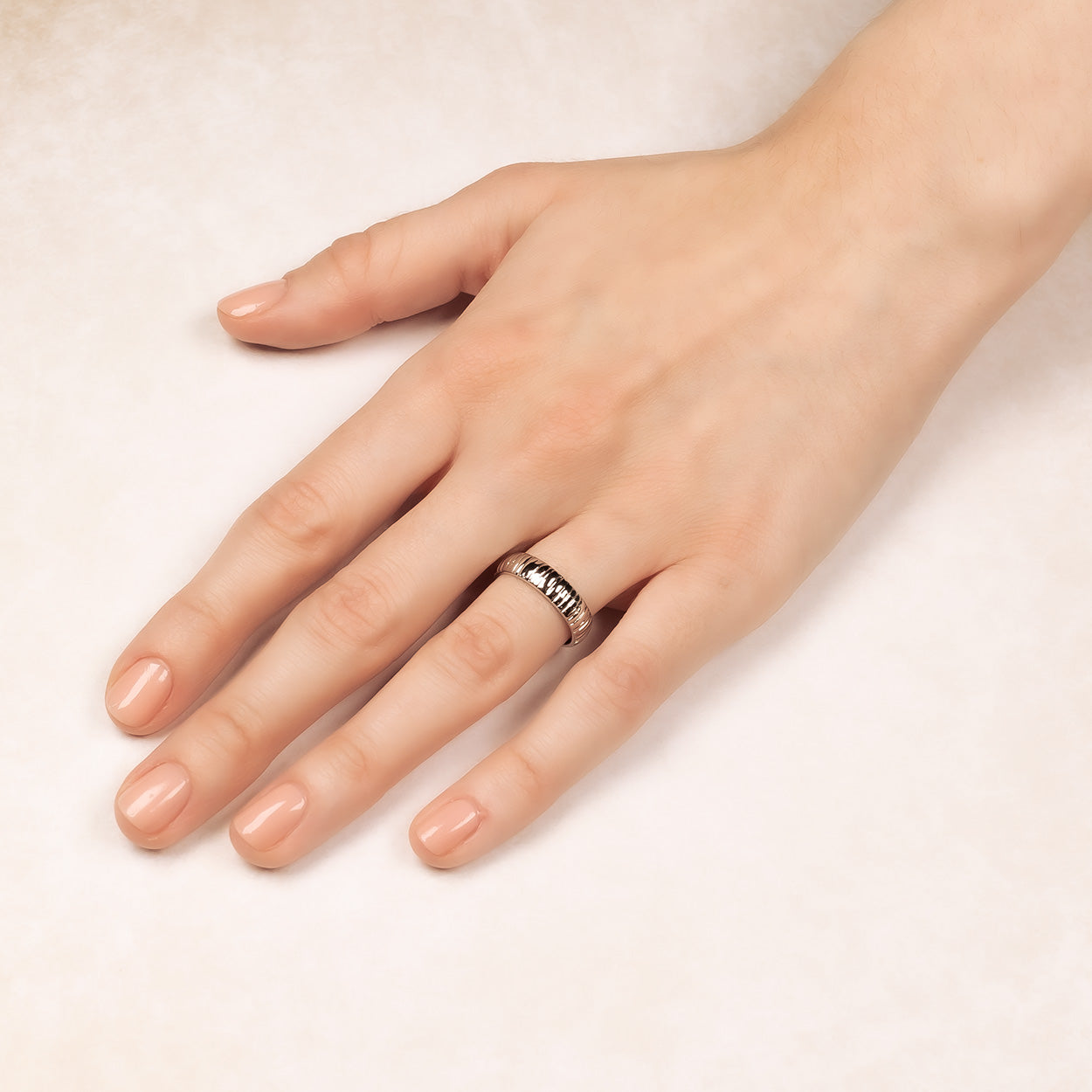 Sterling Silver Grooved Elements Ring