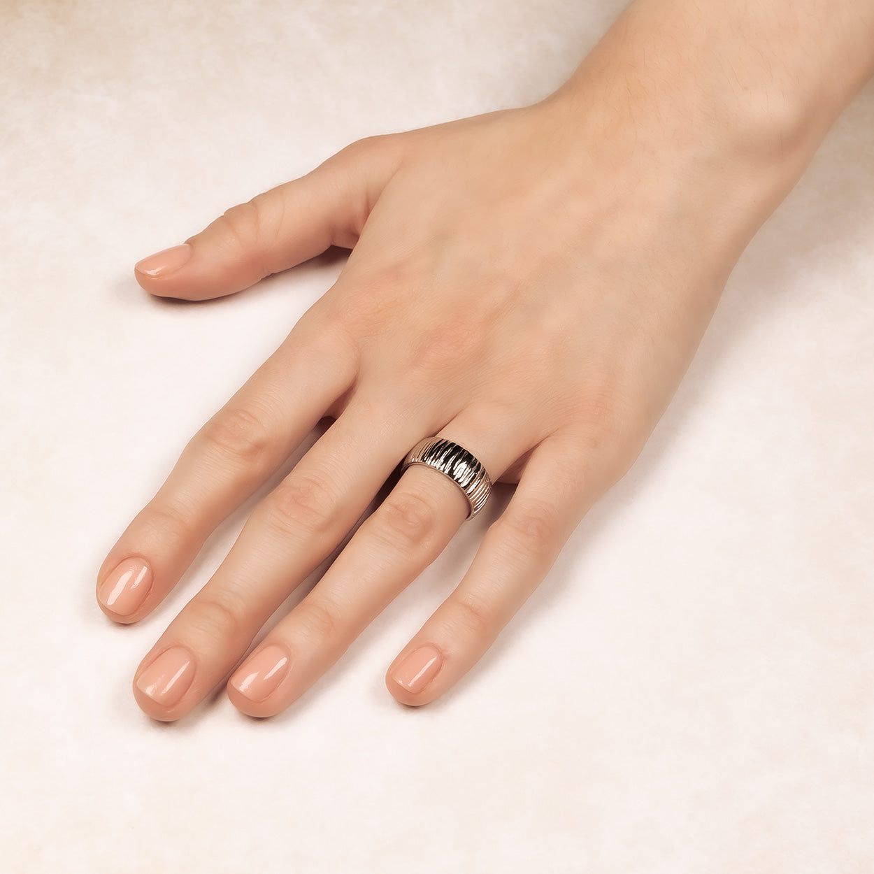 Sterling Silver Grooved Elements Ring