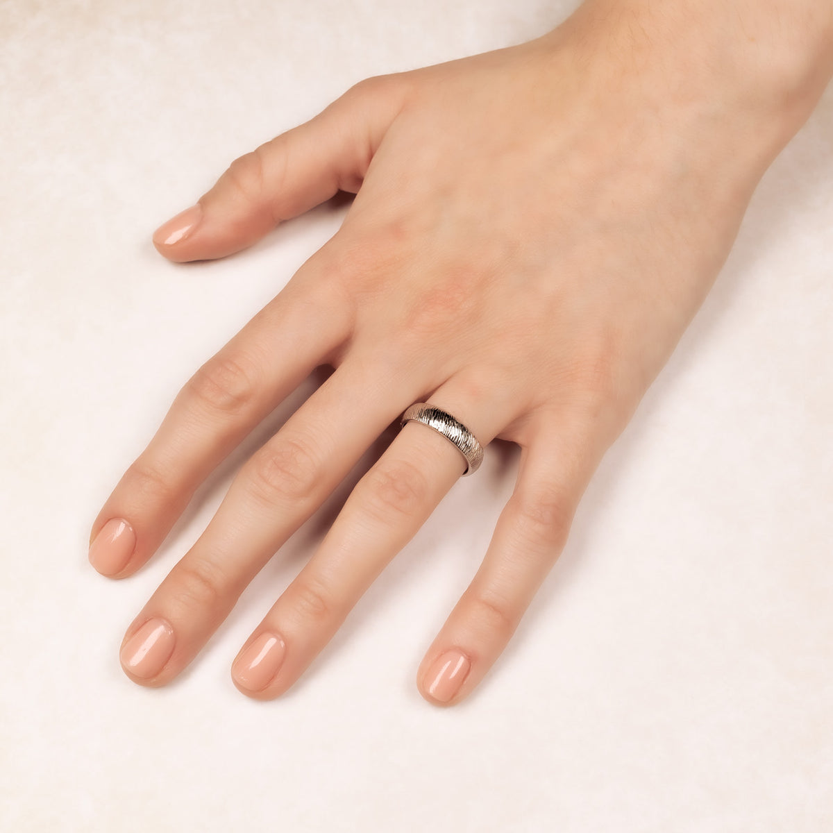 Sterling Silver Diagonal Textured Elements Ring