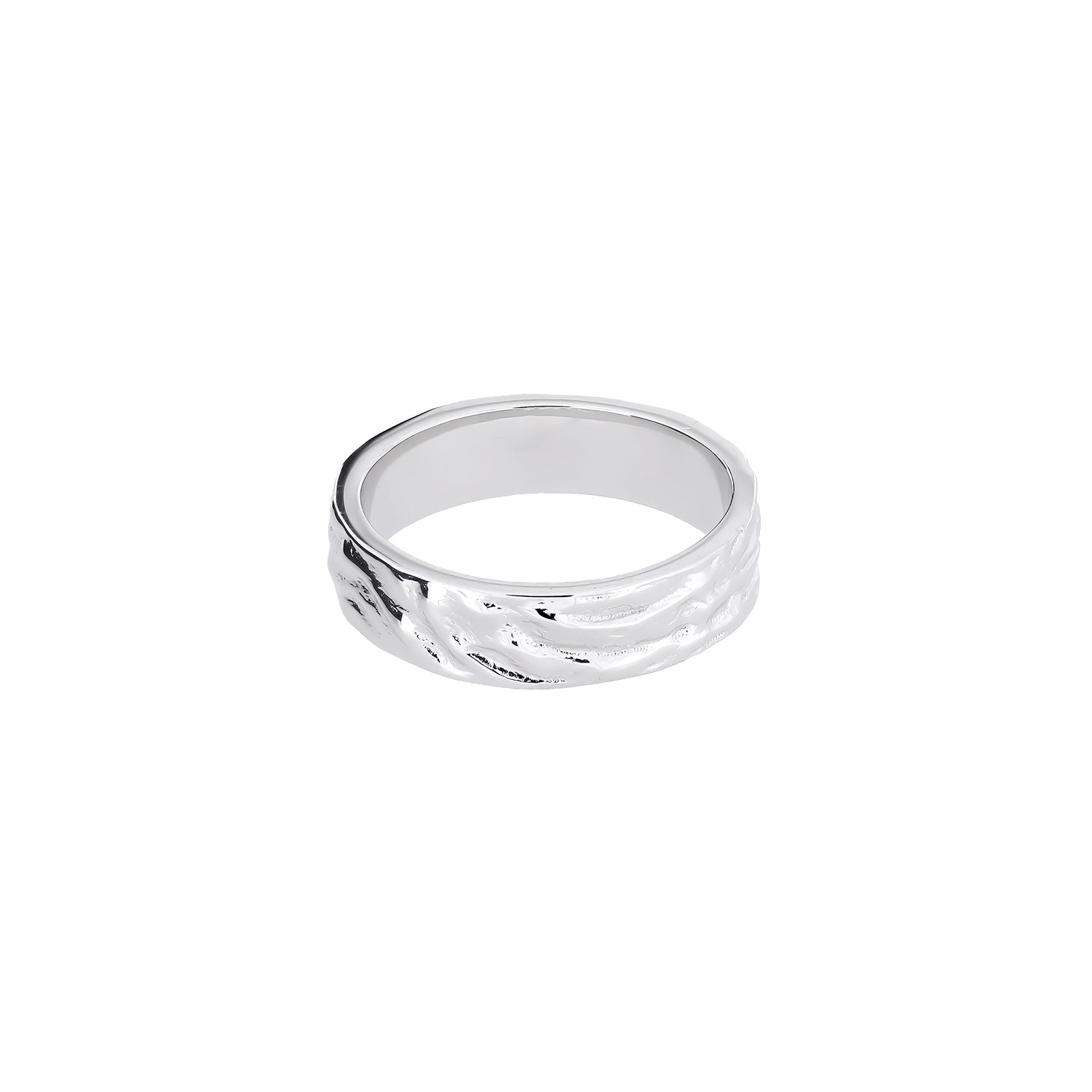 Sterling Silver Textured Waves Elements Ring