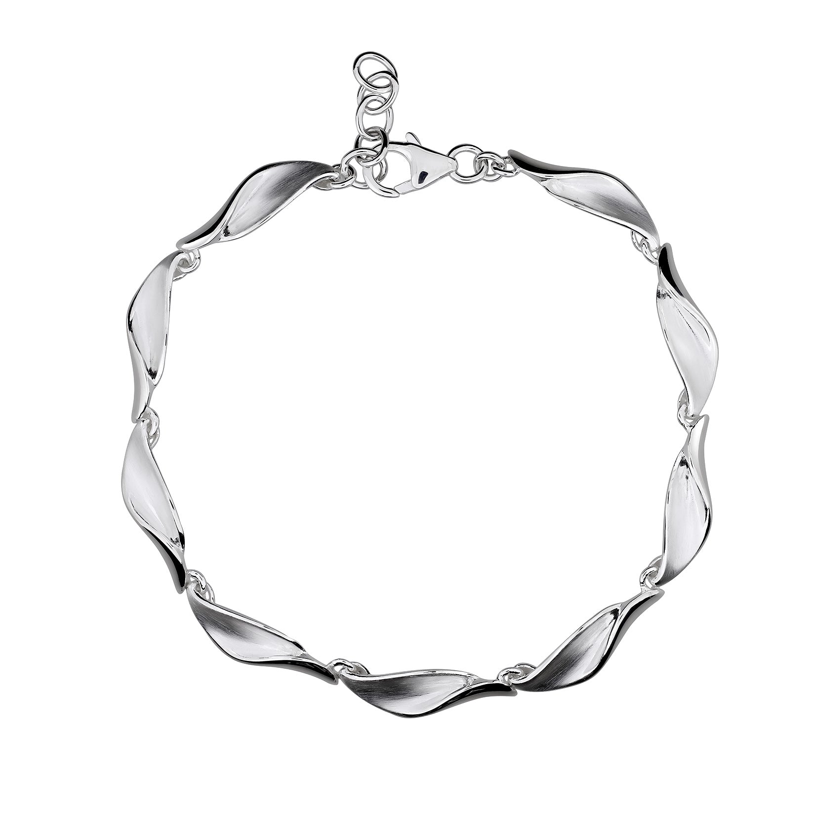 Silver Satin & Polished Folded Waves Bracelet