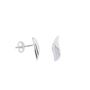 Silver Folded Curve Stud Earrings