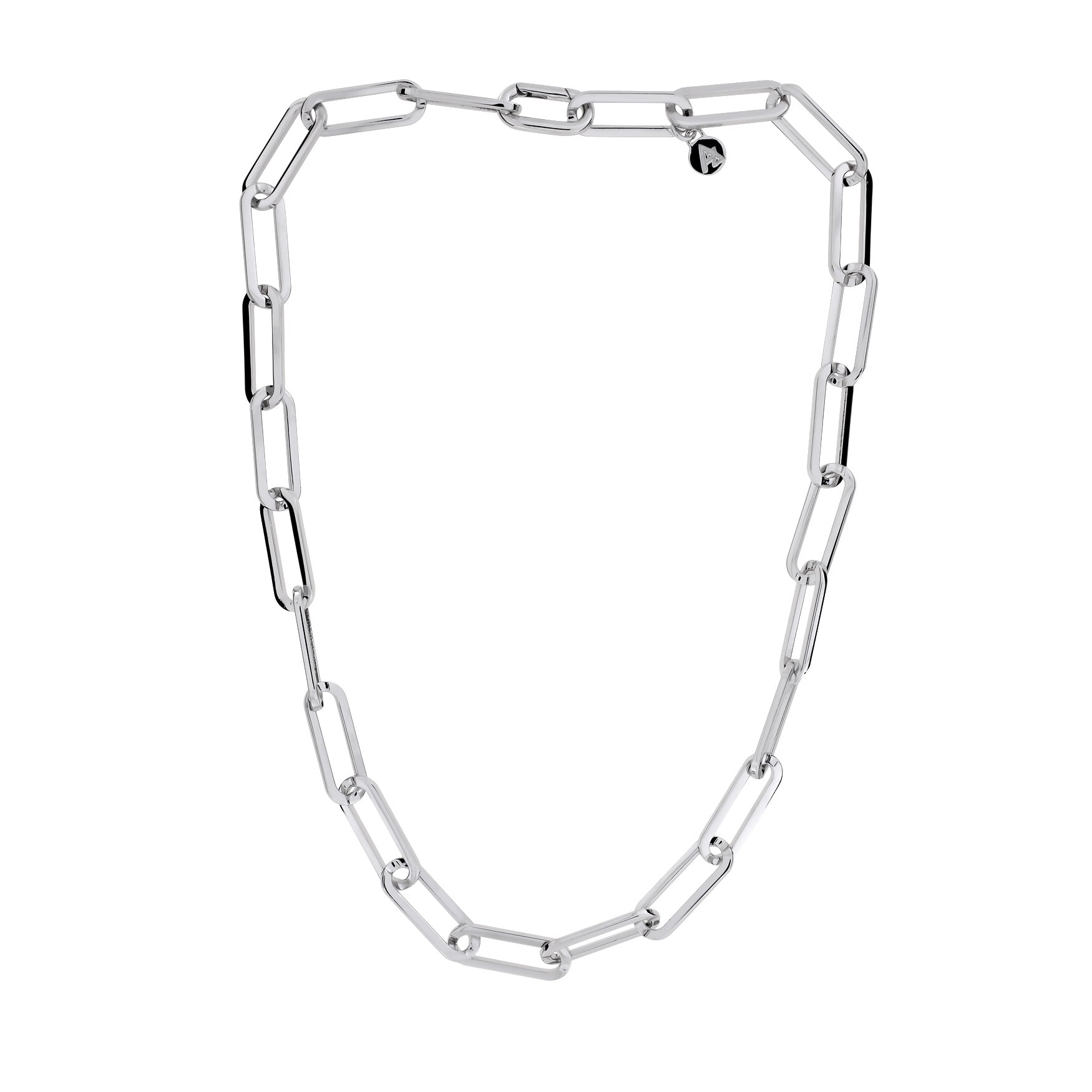 Silver Squared Long Links Necklace