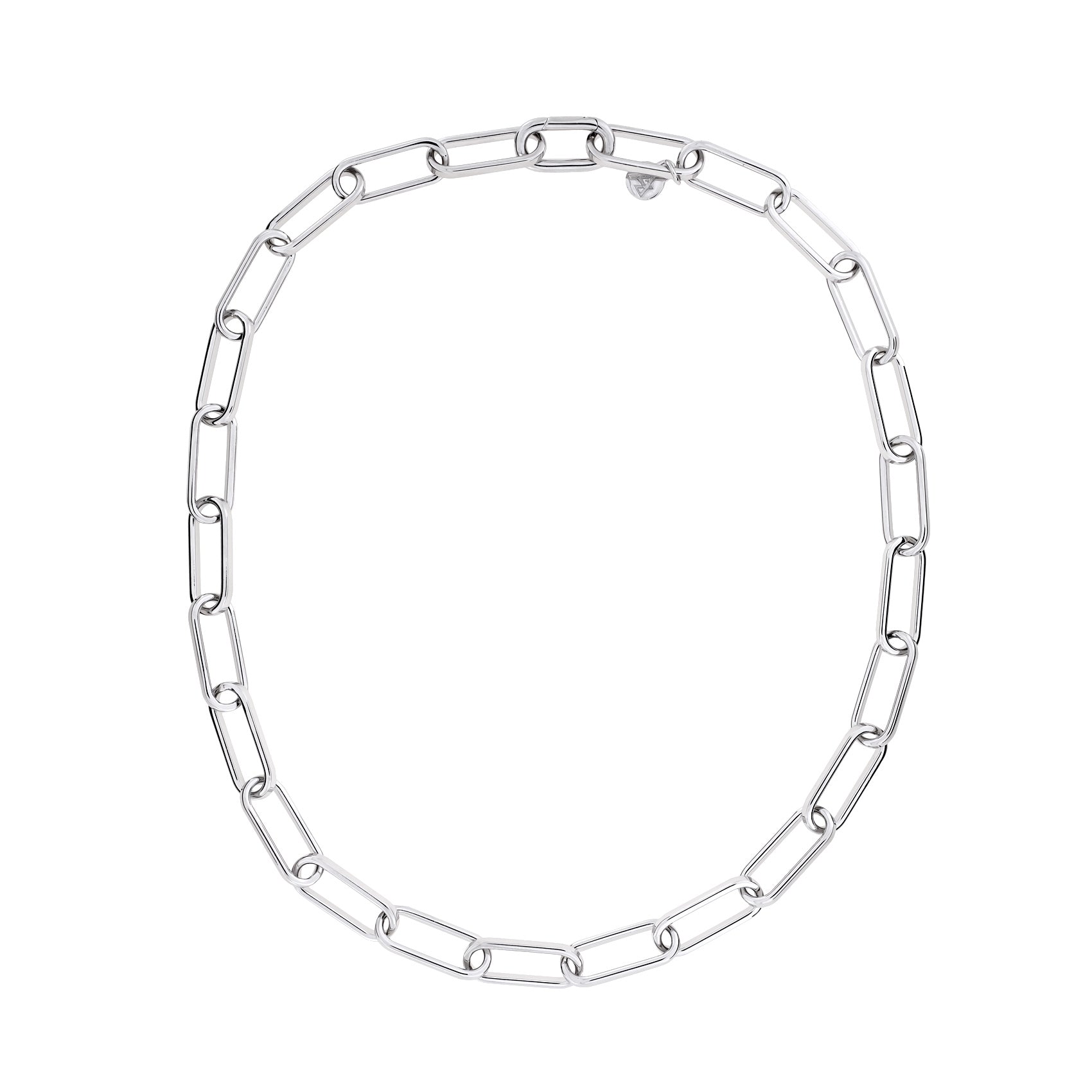 Silver Long Oval Links Necklace