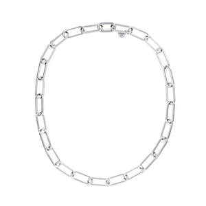 Silver Long Oval Links Necklace