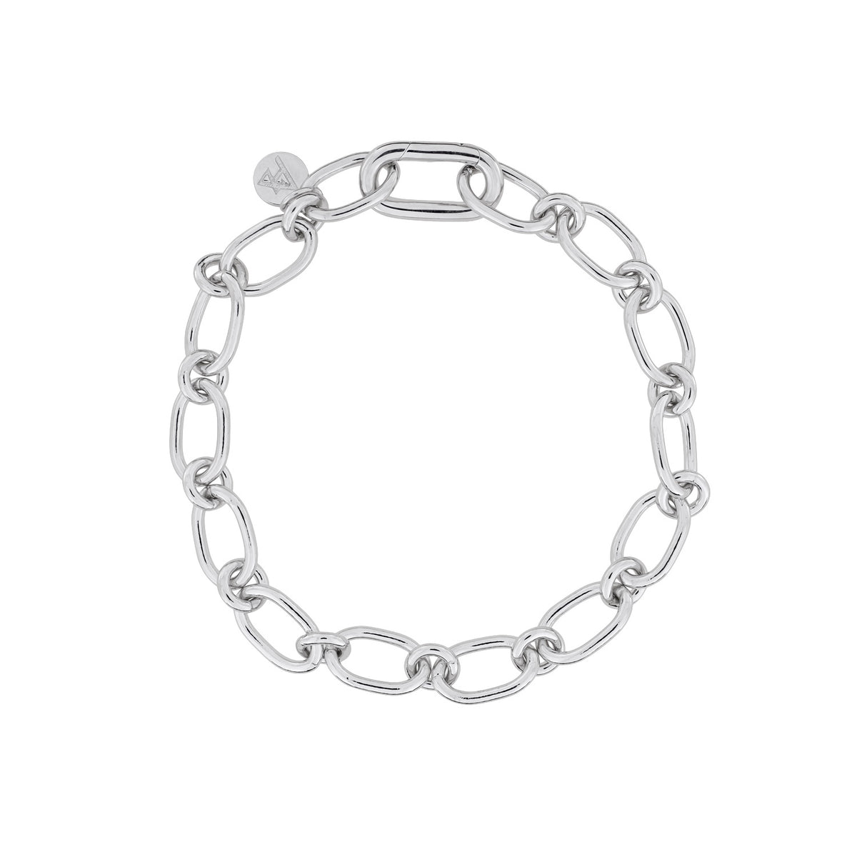 Silver Oval &amp; Circle Links Bracelet