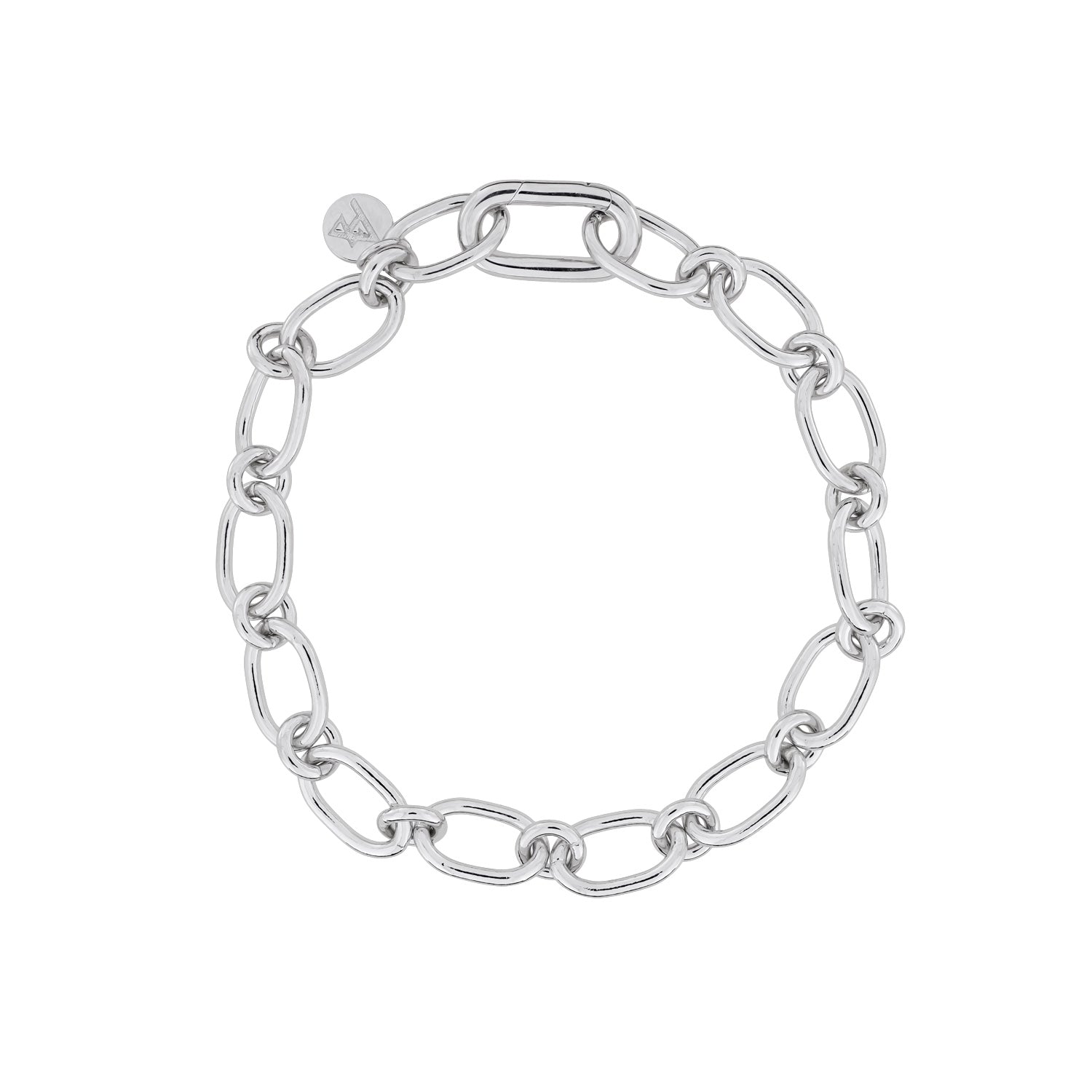 Silver Oval & Circle Links Bracelet