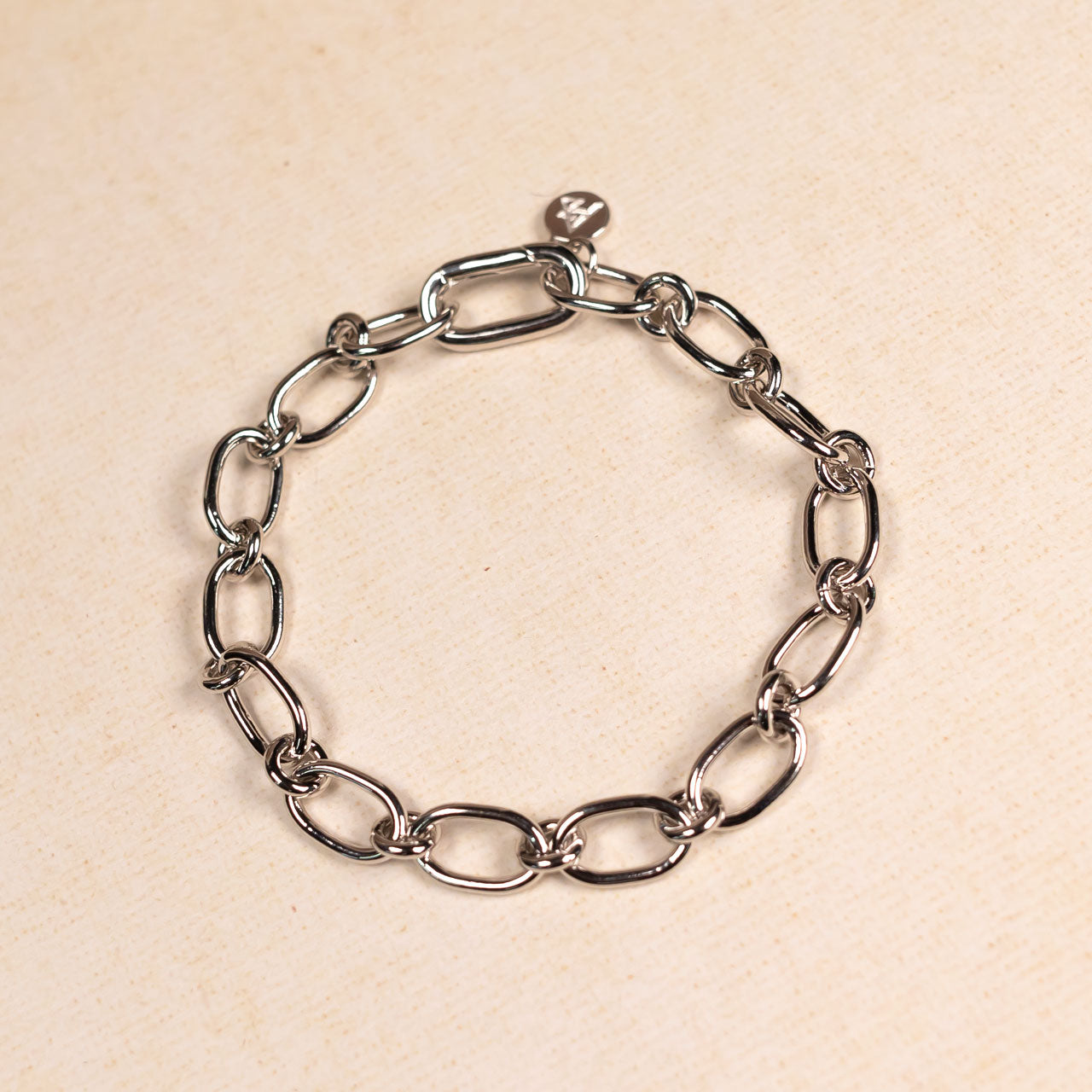 Silver Oval & Circle Links Bracelet